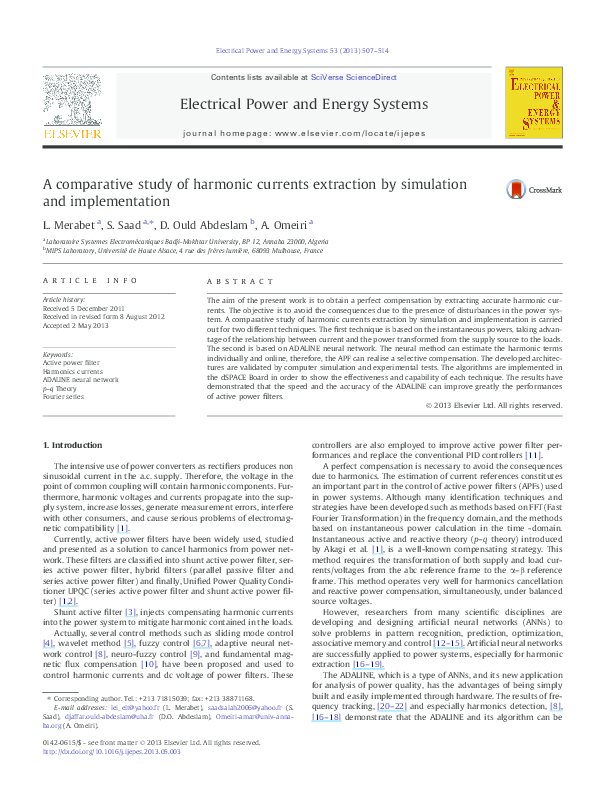 (PDF) A comparative study of harmonic currents extraction by simulation ...