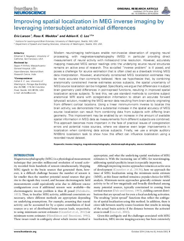 (PDF) Improving spatial localization in MEG inverse imaging by ...