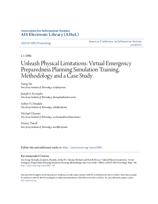 (PDF) Unleash Physical Limitations: Virtual Emergency Preparedness ...