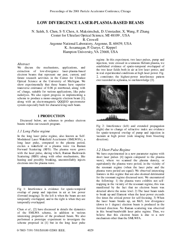 (PDF) Low divergence laser-plasma-based beams