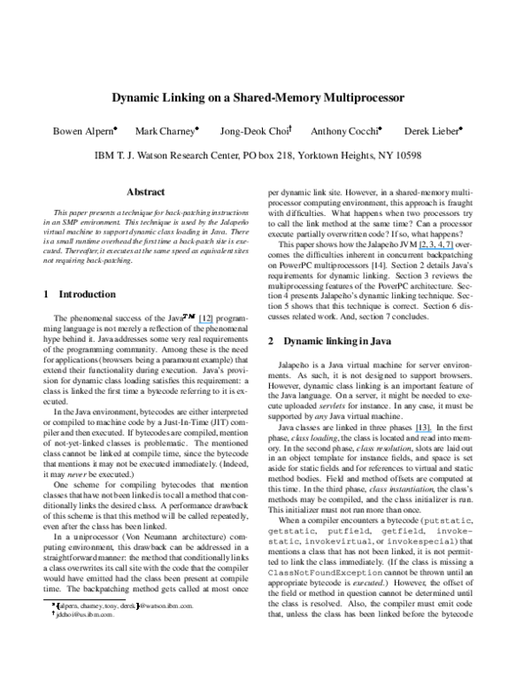 (PDF) Dynamic Linking on a Shared-Memory Multiprocessor