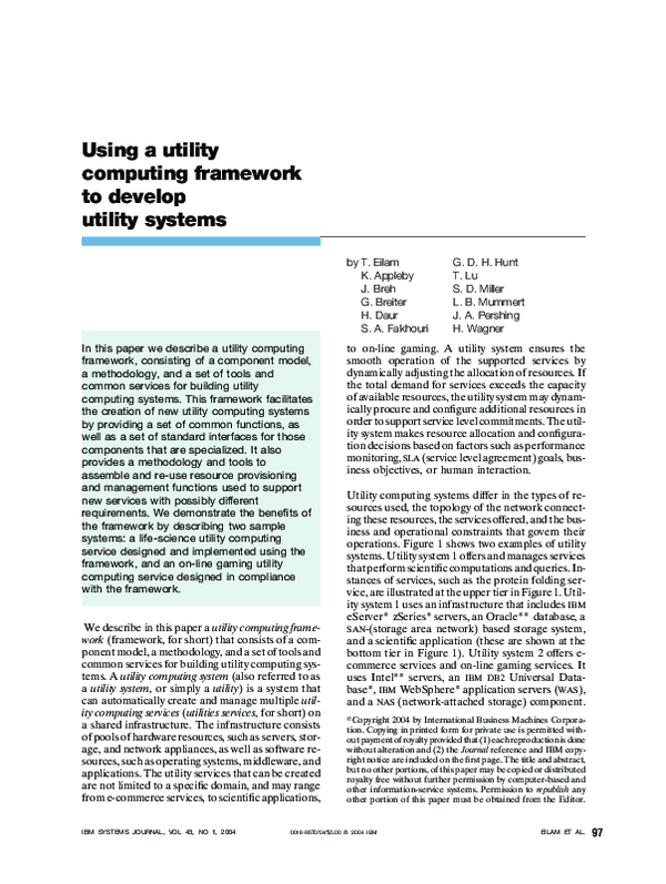 (PDF) Using a utility computing framework to develop utility systems