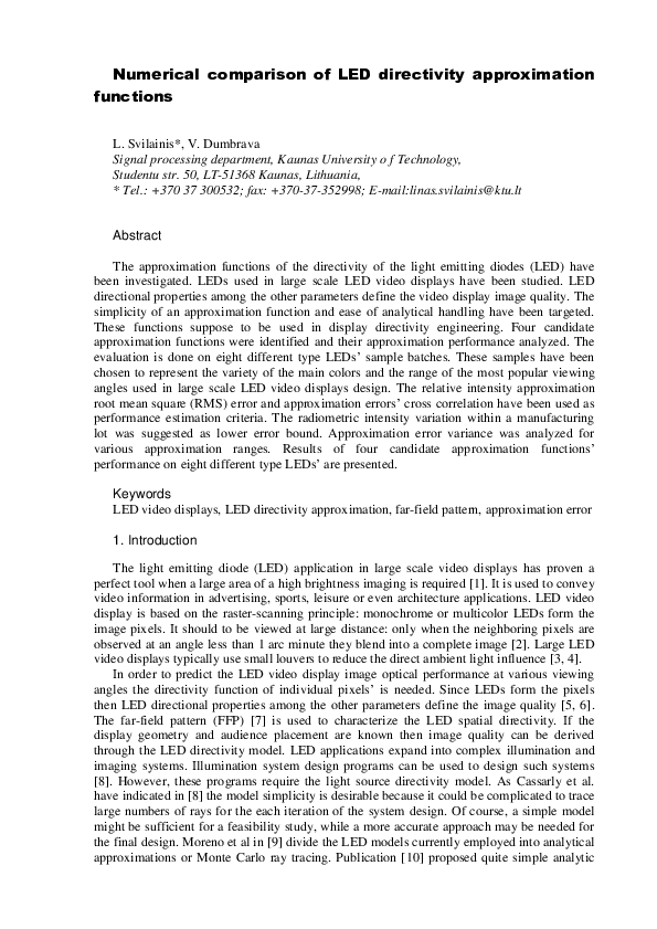 (PDF) Numerical comparison of LED directivity approximation functions