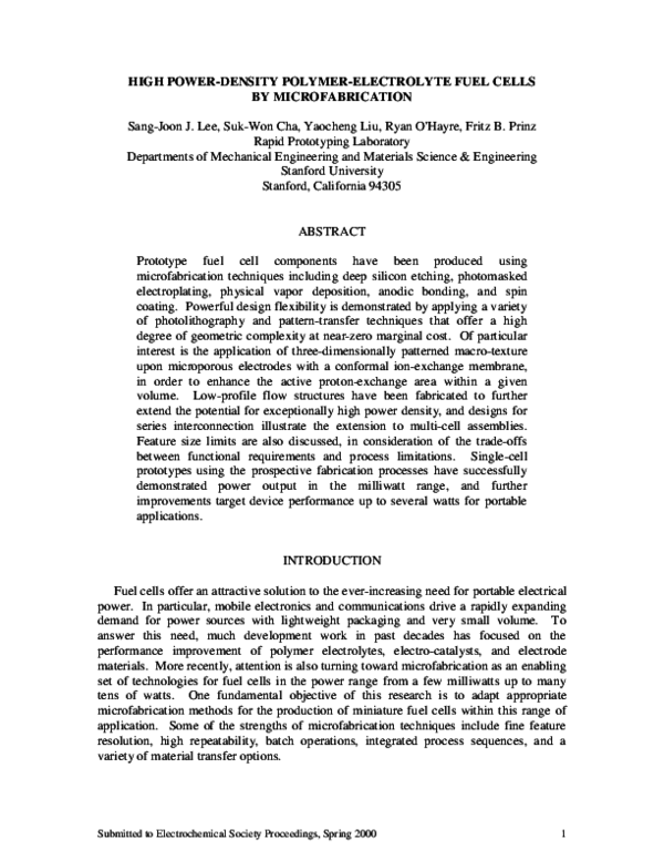 (PDF) High powerdensity polymerelectrolyte fuel cells by
