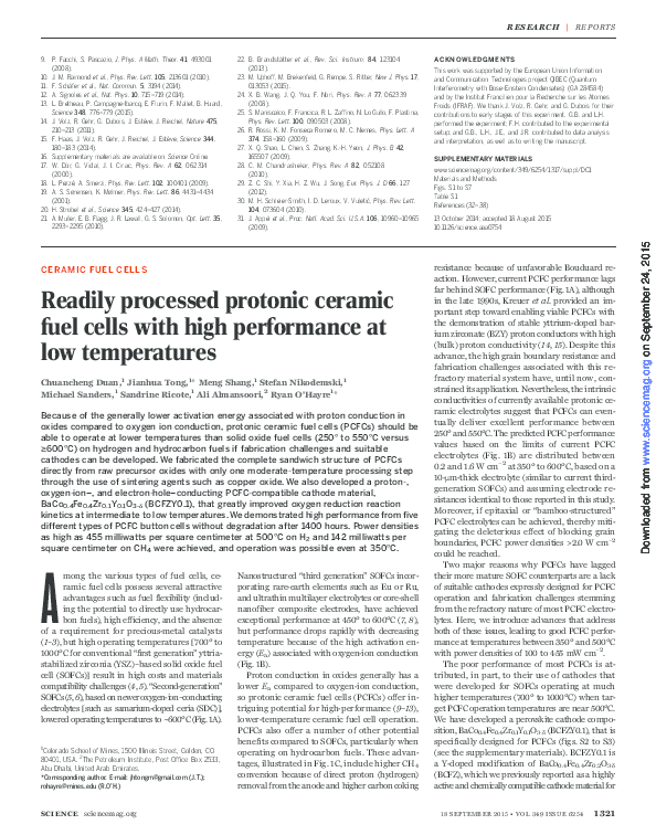 (PDF) Readily processed protonic ceramic fuel cells with high ...