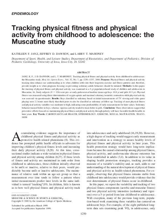 (PDF) Tracking physical fitness and physical activity from childhood to