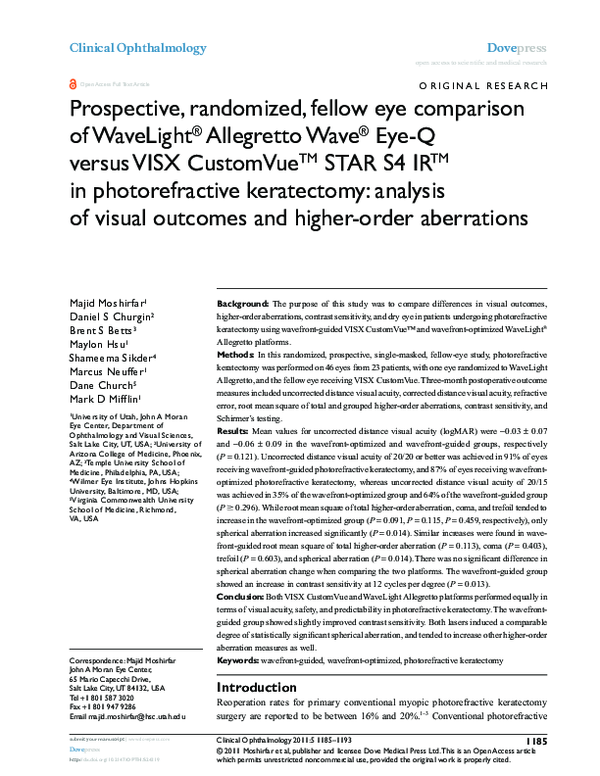 (PDF) Prospective, randomized, fellow eye comparison of WaveLight ...