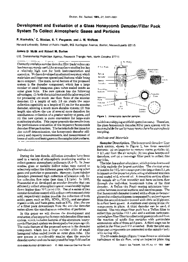 (PDF) Development and evaluation of a glass honeycomb denuder/filter ...