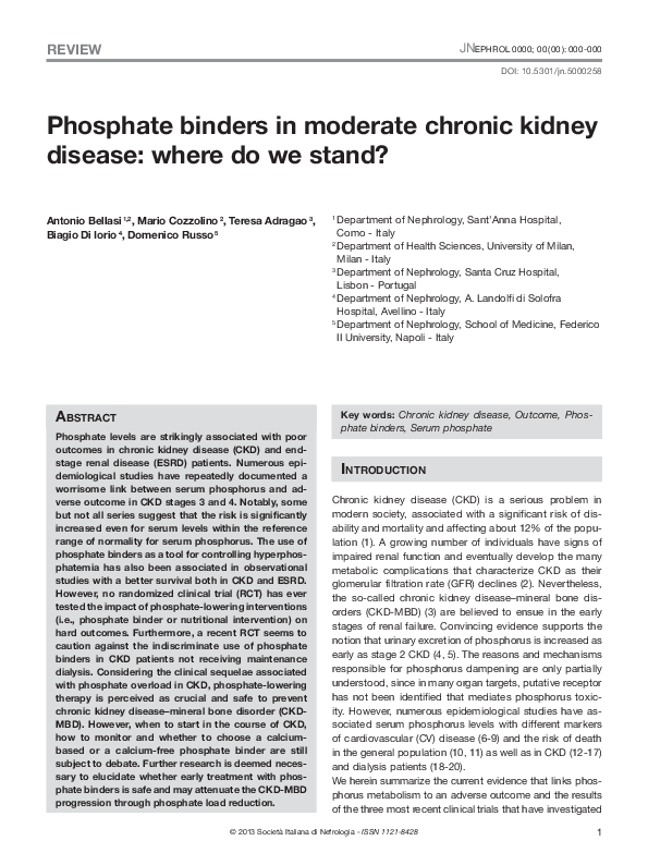 (PDF) Phosphate binders in moderate chronic kidney disease where do we