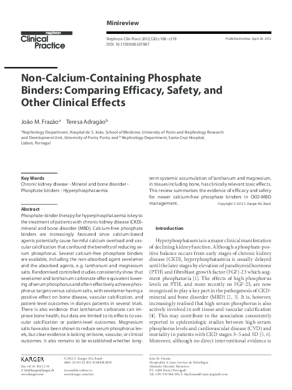 (PDF) NonCalciumContaining Phosphate Binders Comparing Efficacy