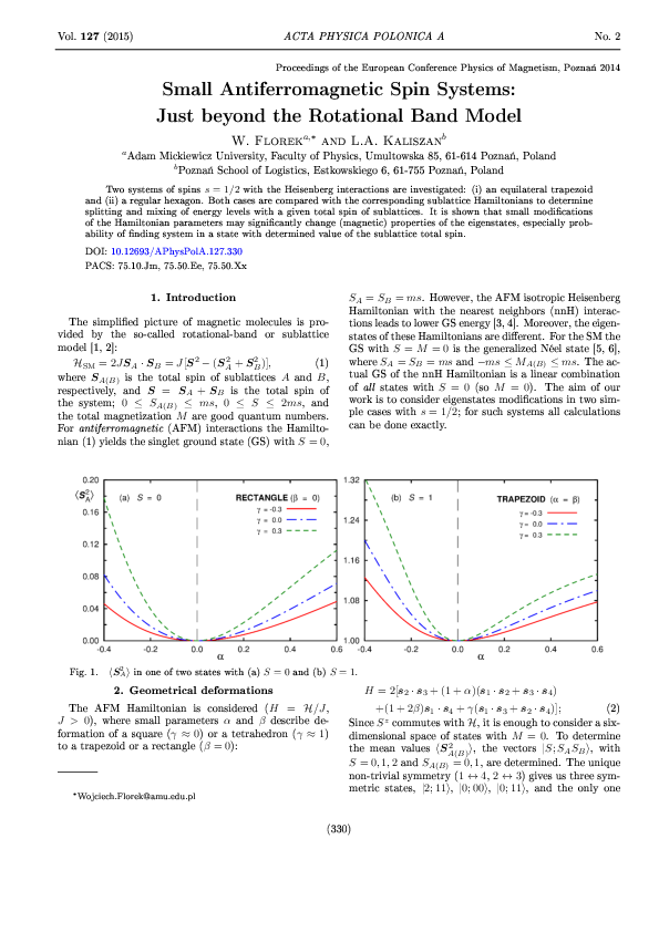 (PDF) Small Antiferromagnetic Spin Systems: Just beyond the Rotational ...