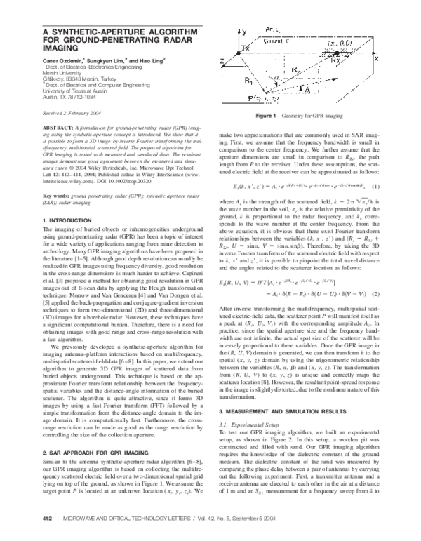 (PDF) A synthetic-aperture algorithm for ground-penetrating radar imaging