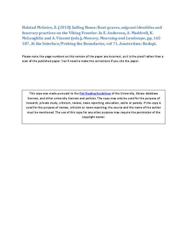 Sailing Home: Boat-graves, migrant identities and funerary practices on the Viking Frontier