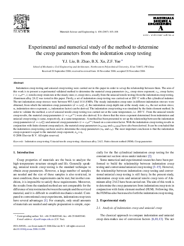 (PDF) Experimental and numerical study of the method to determine the ...