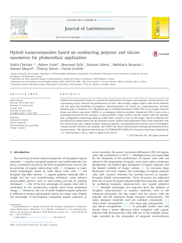 (PDF) Hybrid nanocomposites based on conducting polymer and silicon ...