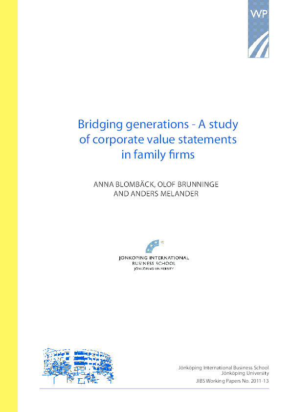 (PDF) Bridging generations - A study of corporate value statements in ...