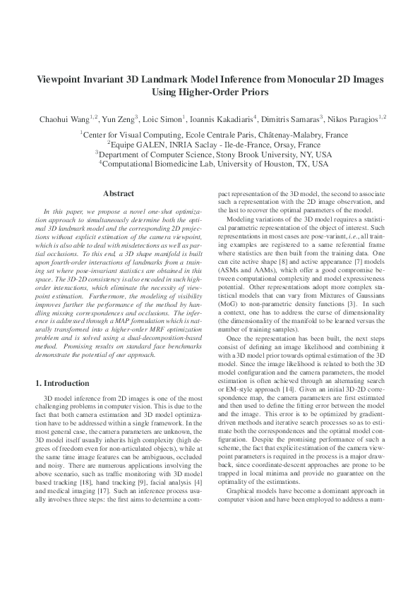 (PDF) Viewpoint invariant 3D landmark model inference from monocular 2D ...