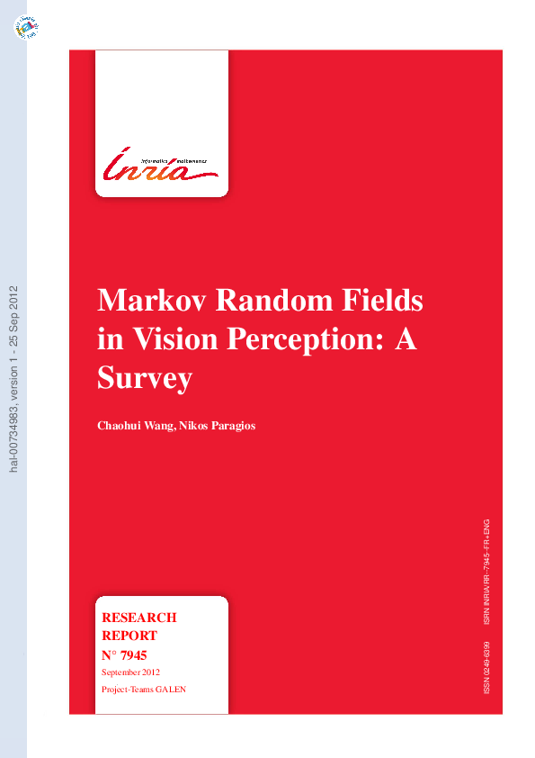 (PDF) Markov Random Fields in Vision Perception: A Survey