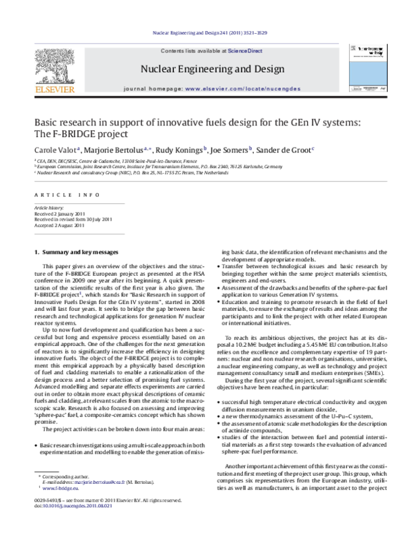 (PDF) Basic research in support of innovative fuels design for the GEn ...