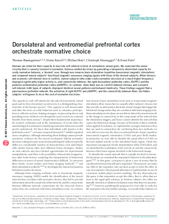 (PDF) Dorsolateral and ventromedial prefrontal cortex orchestrate ...