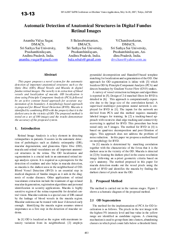 (PDF) Automatic Detection of anatomical structures in digital fundus ...