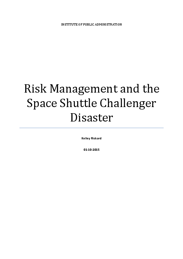 (PDF) Risk Management and the Space Shuttle Challenger disaster