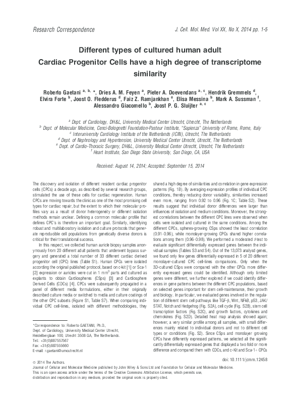 (PDF) Different types of cultured human adult Cardiac Progenitor Cells ...