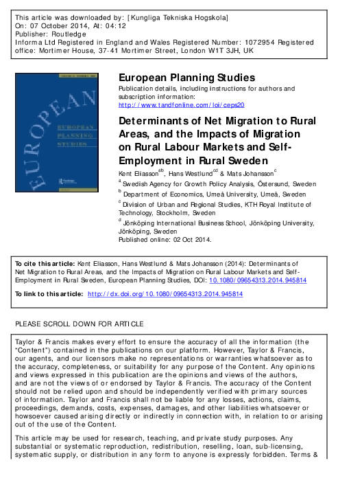 (PDF) Determinants of Net Migration to Rural Areas, and the Impacts of ...