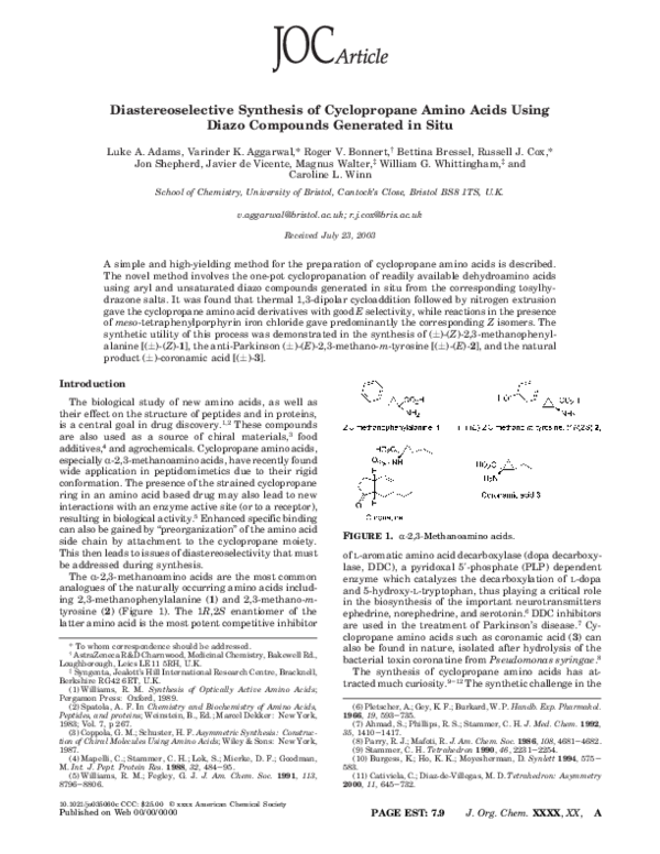 (PDF) Diastereoselective Synthesis of Cyclopropane Amino Acids Using ...