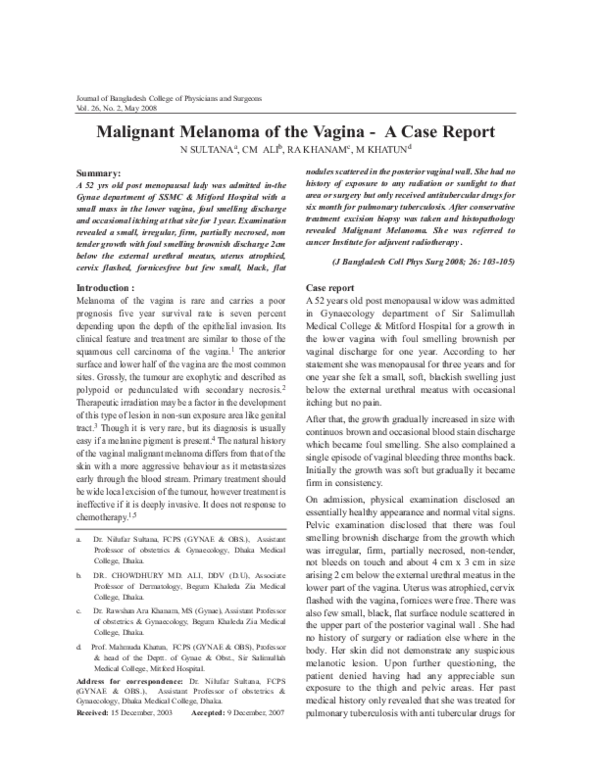 (PDF) Primary malignant melanoma of the vagina: a case report and ...