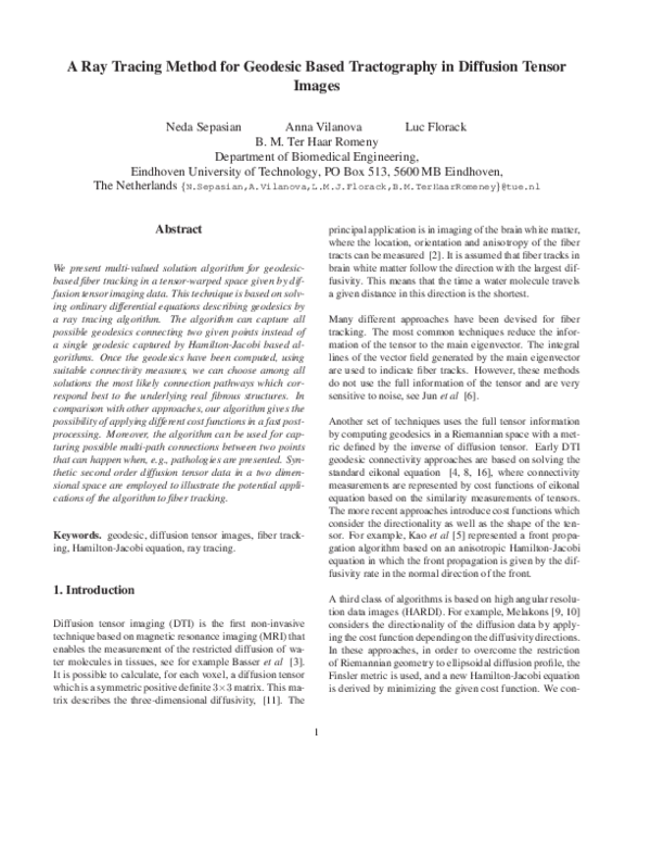 (PDF) A ray tracing method for geodesic based tractography in diffusion ...