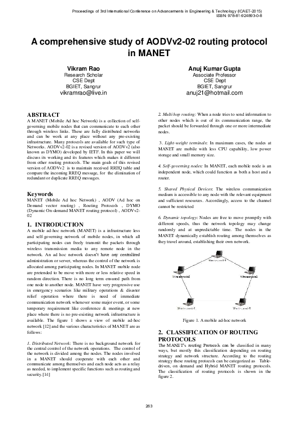 (PDF) A comprehensive study of AODVv2-02 routing protocol in MANET
