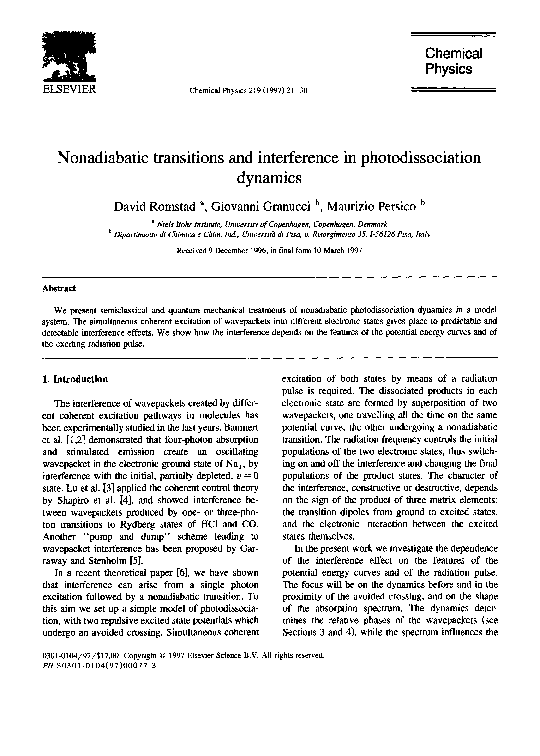 (PDF) Nonadiabatic transitions and interference in photodissociation ...