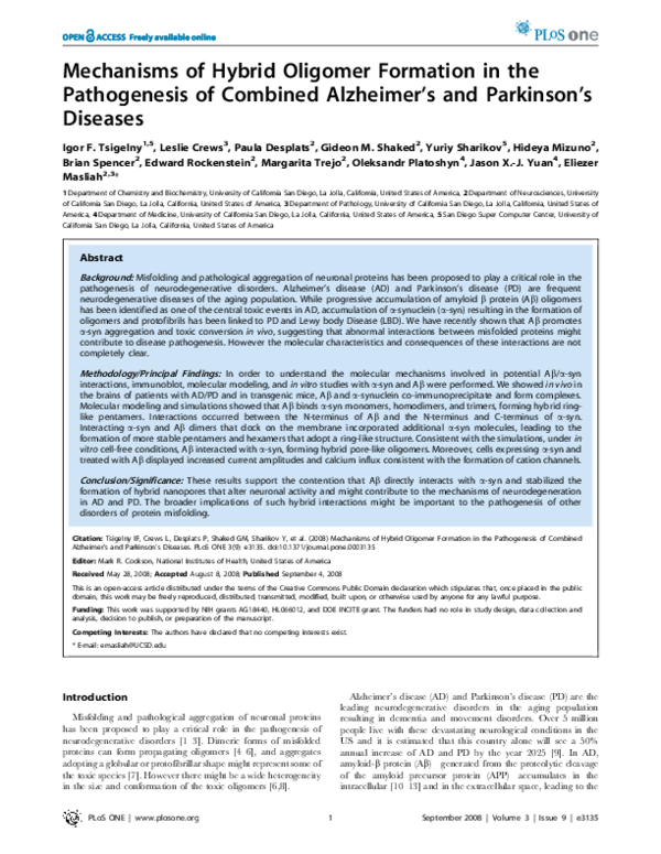 (PDF) Mechanisms of Hybrid Oligomer Formation in the Pathogenesis of ...