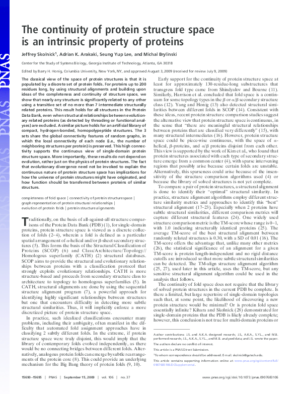 (PDF) The continuity of protein structure space is an intrinsic ...