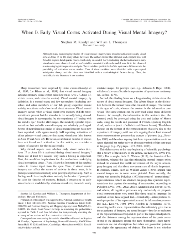 (PDF) When is early visual cortex activated during visual mental imagery?