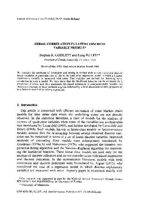 (PDF) Serial correlation in latent discrete variable models