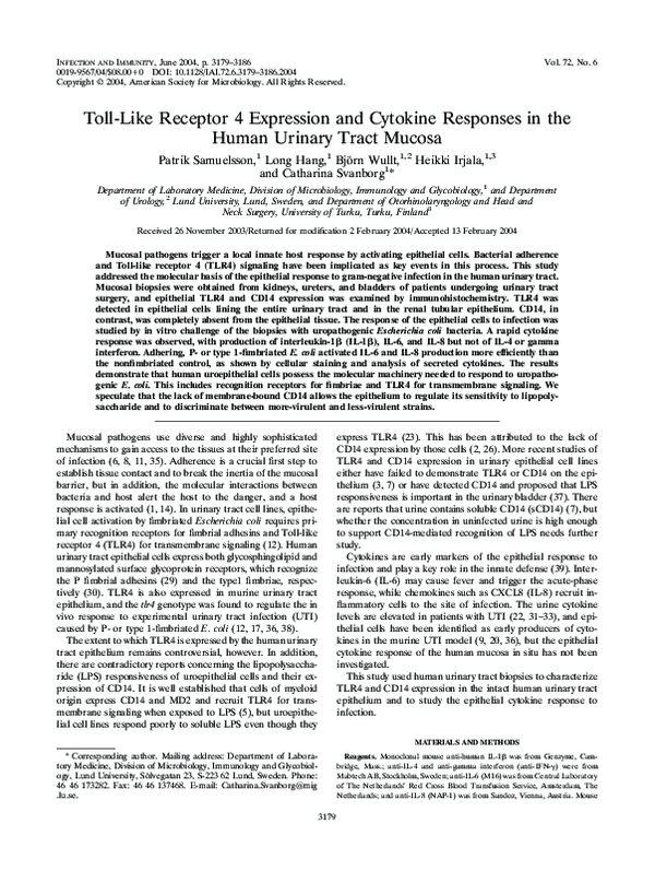 (PDF) Toll-Like Receptor 4 Expression and Cytokine Responses in the ...