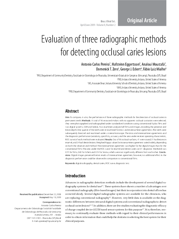 (PDF) Evaluation of three radiographic methods for detecting occlusal