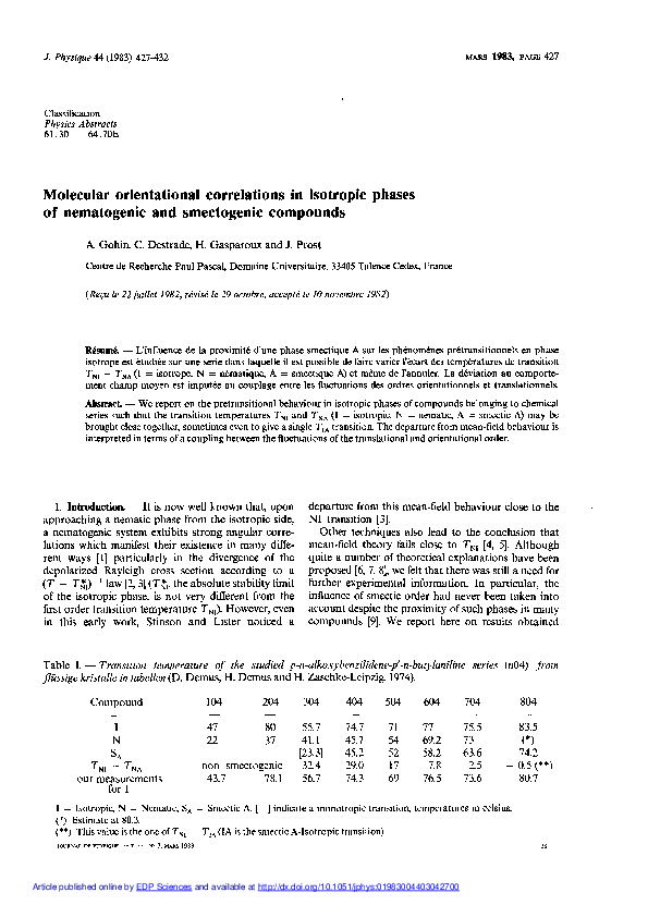(PDF) Molecular orientational correlations in isotropic phases of ...