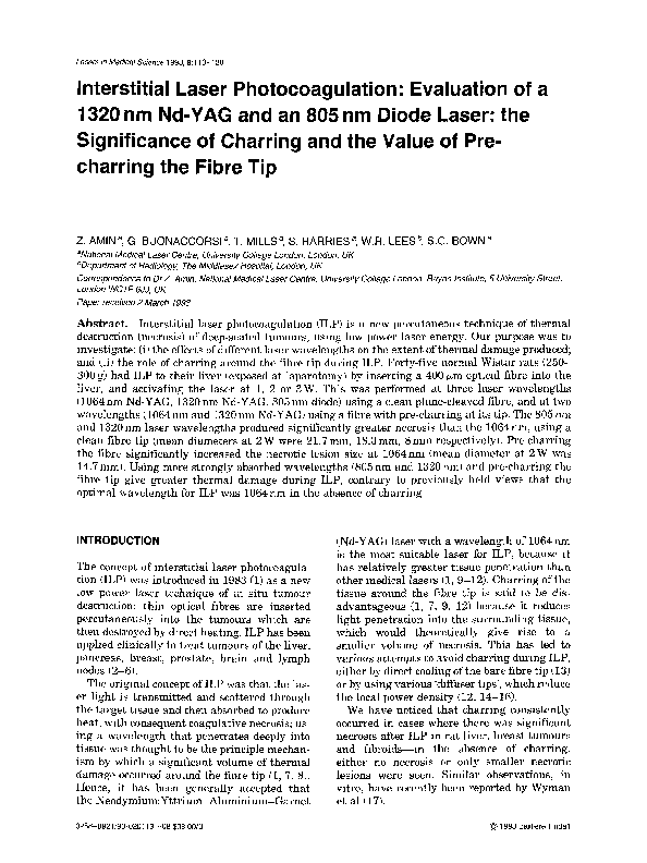 (PDF) Interstitial laser photocoagulation Evaluation of a 1320 nm Nd