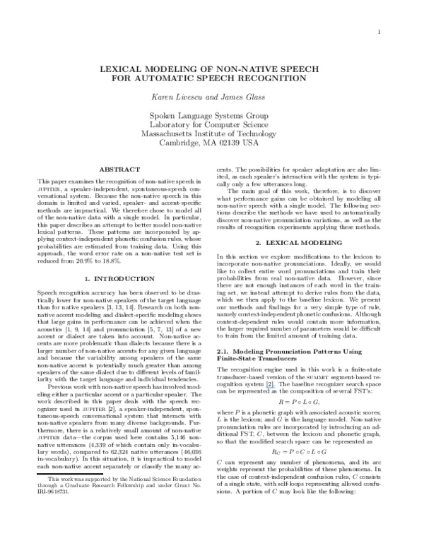 (PDF) Lexical modeling of non-native speech for automatic speech ...
