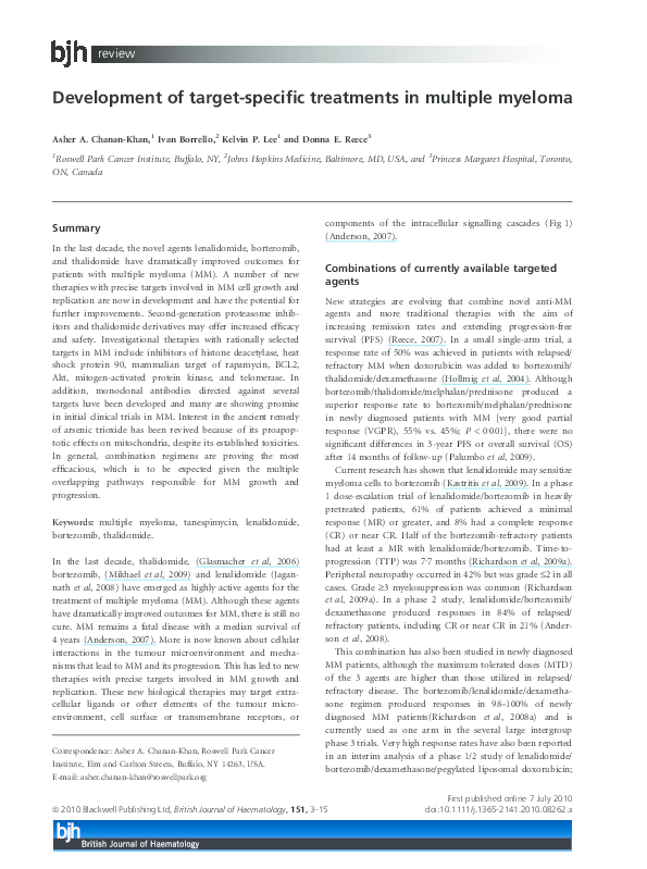 (PDF) Development of target-specific treatments in multiple myeloma