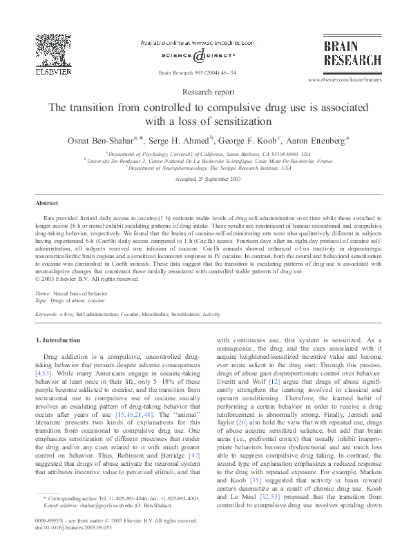 (PDF) The transition from controlled to compulsive drug use is