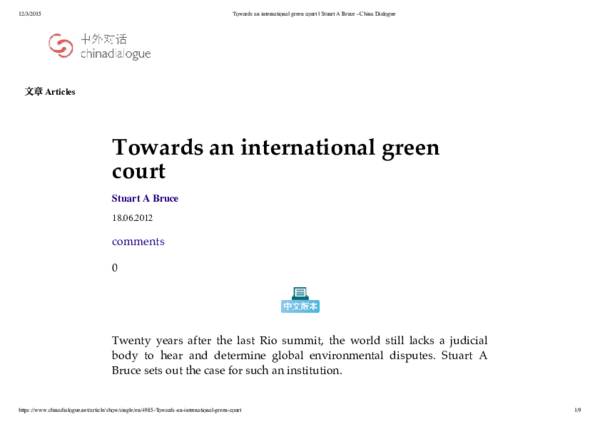 (PDF) Towards an International Green Court