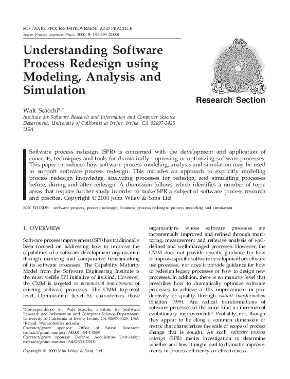 (PDF) Understanding software process redesign using modeling, analysis ...