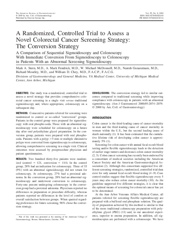(PDF) A randomized, controlled trial to assess a novel colorectal ...