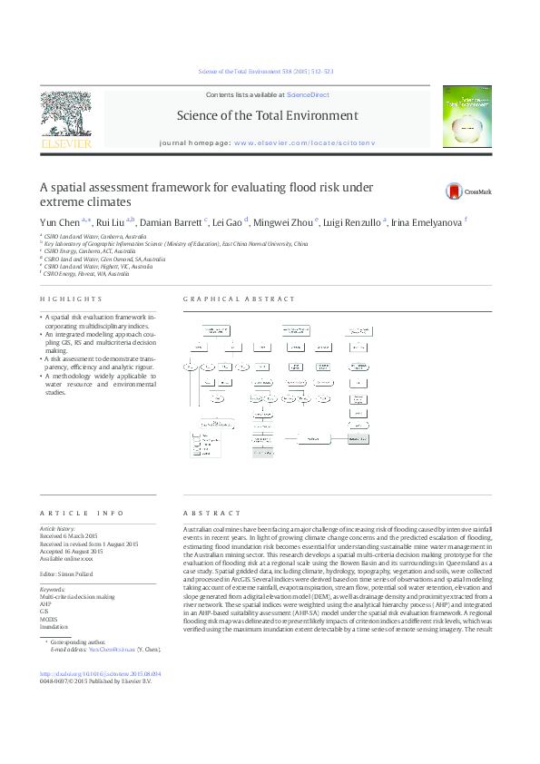 (PDF) A spatial assessment framework for evaluating flood risk under ...