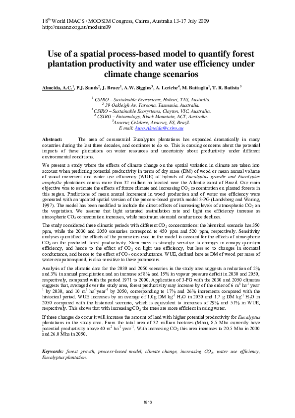 (PDF) Use of a spatial process-based model to quantify forest ...