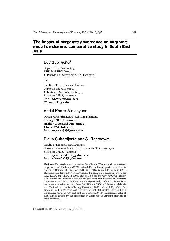 (PDF) The impact of corporate governance on corporate social disclosure ...